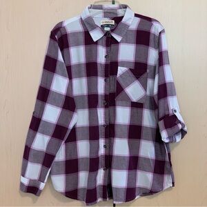 Magellan Outdoors Women's Classic Long Sleeve Roll Tab Flannel Shirt Purple XL